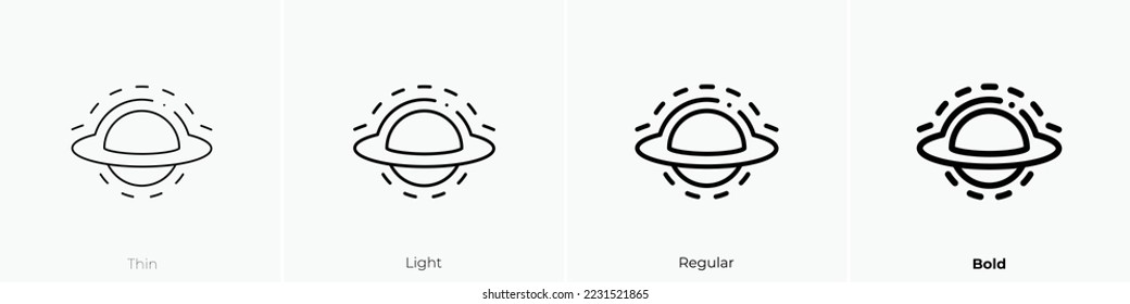 black hole icon. Thin, Light Regular And Bold style design isolated on white background