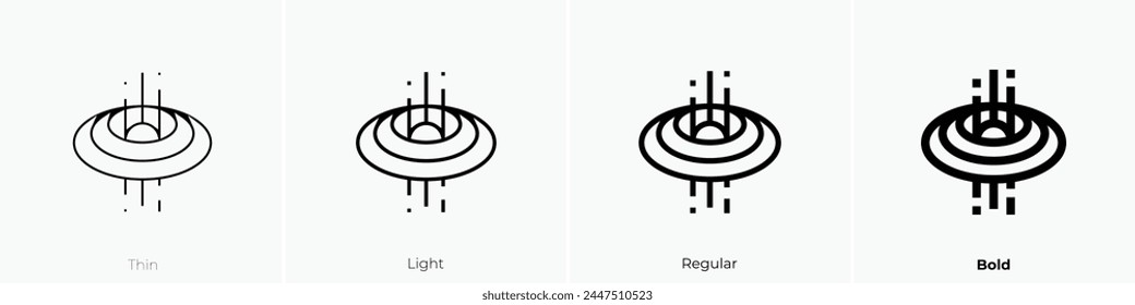 Schwarzes Loch-Symbol. Dünnes, leichtes Regular- und Bold-Design isoliert auf weißem Hintergrund