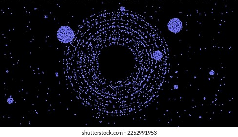 Black hole ink illustration. Space galaxy background