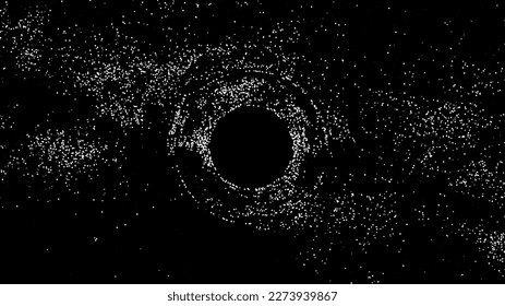 Black hole ink illustration. Space galaxy background