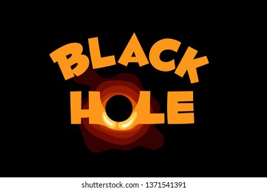 Black hole letter text in space. Science flat vector illustration