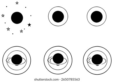black hole line art abstract space illustration with swirling energy