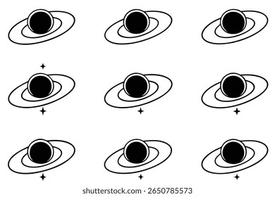 black hole line art minimal drawing of gravitational cosmic anomaly