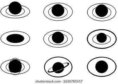 black hole line art scientific concept of space time distortion