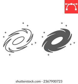 Black hole line and glyph icon, cosmos and milky way, galaxy vector icon, vector graphics, editable stroke outline sign, eps 10.