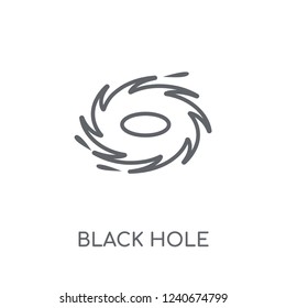 Black hole linear icon. Modern outline Black hole logo concept on white background from ASTRONOMY collection. Suitable for use on web apps, mobile apps and print media.