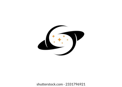 Logotipo del agujero negro y combinación de diseño de estrellas