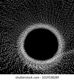 Black hole made from Flying Particles. Abstract Background. 3D Vector Illustration.