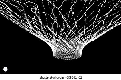 Black hole made from Flying Particles. Abstract Background. 3D Vector Illustration.