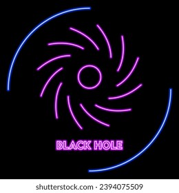 black hole neon sign, modern glowing banner design, colorful modern design trends on black background. Vector illustration.