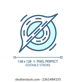 Black hole pixel perfect light blue icon. Gravity well. Deep space. Cosmic mystery. Scientific discovery. RGB color sign. Simple design. Web symbol. Contour line. Flat illustration. Isolated object