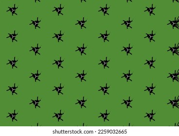 Black hole repeat pattern on green background, replete pattern, design for fabric printing 