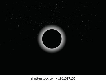 Black hole, solarium, space, planet, night sky. Solar eclipse.Vector illustration.