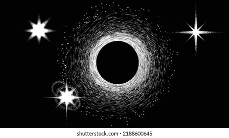 Black hole in space . Futuristic landscape, with noise texture . Night landscape .Vector illustration