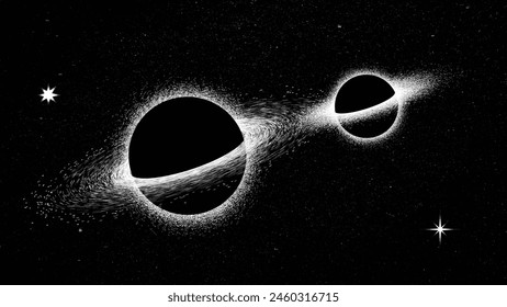 Black hole in space . Futuristic landscape, with noise texture . Night landscape .Vector illustration