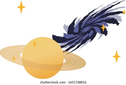 Black hole and space planet isolated vector illustration.