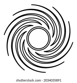Black hole spiral shape vortex portal contour outline icon black color vector illustration flat style image