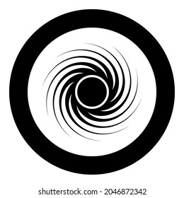 Black hole spiral shape vortex portal icon in circle round black color vector illustration solid outline style image