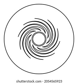 Black hole spiral shape vortex portal icon in circle round black color vector illustration solid outline style simple image