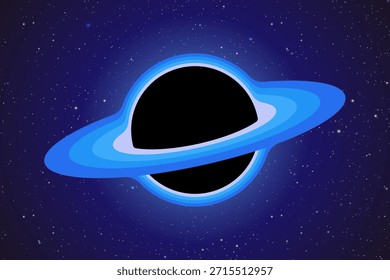 Black Hole in Starry Sky Animated Vector Illustration