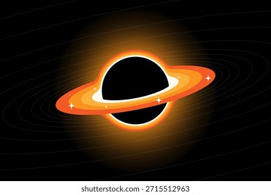 Buraco Negro na Ilustração de Vetor Animada do Céu Estrelado