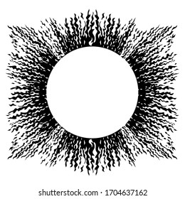 Black Hole Sun design. Solar eclipse design, isolated on black, vector illustration