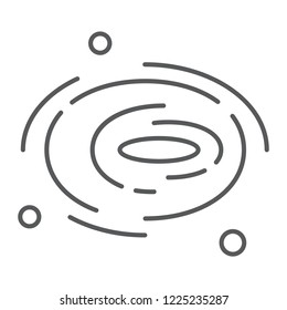 Black hole thin line icon, cosmos and space, galaxy sign, vector graphics, a linear pattern on a white background, eps 10.