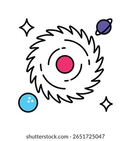 Black Hole Vector Filled outline illustration style icon. EPS 10 file
