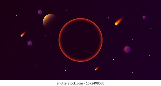 Black hole vector illustration banner. desert of space. dark cosmos. Vector background