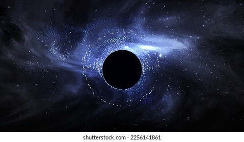 Ilustración vectorial de agujero negro. Fondo de galaxia espacial