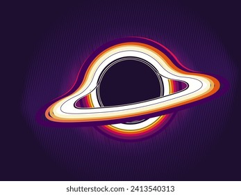 Black hole vector illustration. Vibrant color cosmic object drawing. Vector.