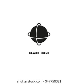 Black hole vector logo. Design template of planet with rings . Company logo. Vector illustration. Space and cosmos