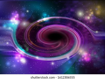 Black hole, vector spiral galaxy space. Star field in space and a nebulae. Abstract background of universe and a gas congestion. Stars, dust and gas nebula in a far galaxy