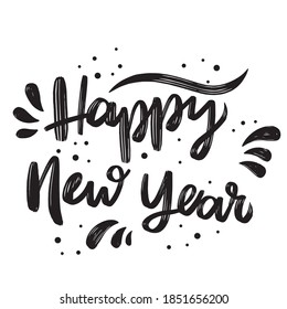 Black holiday lettering "Happy New year", lettering for printing on postcards, greeting cards for New year, Christmas.