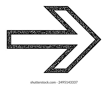 A black hollow arrow with intricate textured patterns, suitable for various design projects, vector illustration.