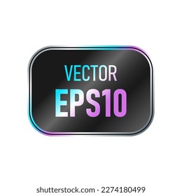 Black holographic sticker isolated on white background. Template for paper tags, emblems, labels. Vector illustration.