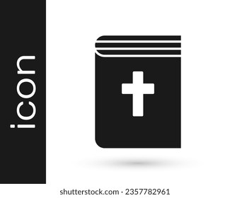 Black Holy bible book icon isolated on white background.  Vector