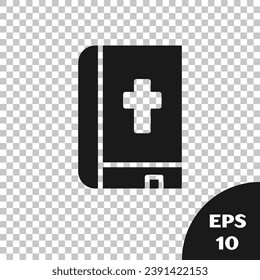 Black Holy bible book icon isolated on transparent background.  Vector