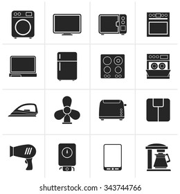 Black home appliance icons - vector icon set