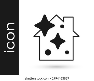 Black Home cleaning service concept icon isolated on white background. Building and house.  Vector