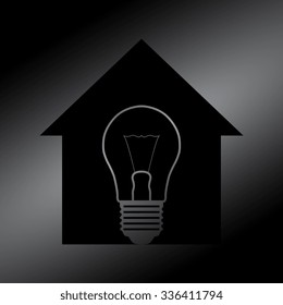 Black Home icon with Light bulb vector icon 