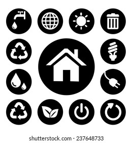 Black Home Icons Set. Vector EPS10.