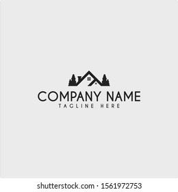 Black Home Logo Design with Tree Icon 