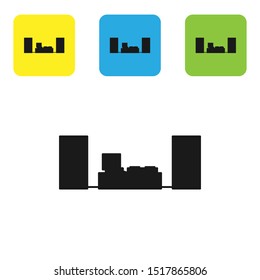 Black Home stereo with two speaker s icon isolated on white background. Music system. Set icons colorful square buttons. Vector Illustration