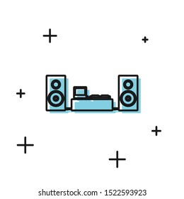 Black Home stereo with two speaker s icon isolated on white background. Music system.  Vector Illustration
