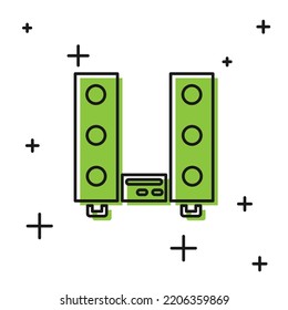Black Home stereo with two speaker s icon isolated on white background. Music system.  Vector