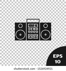 Black Home stereo with two speakers icon isolated on transparent background. Music system.  Vector Illustration