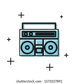 Black Home stereo with two speakers icon isolated on white background. Music system.  Vector Illustration
