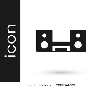 Black Home stereo with two speakers icon isolated on white background. Music system.  Vector