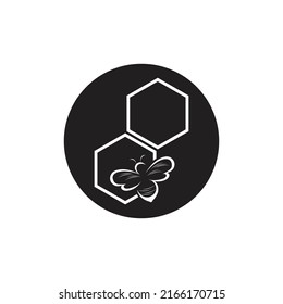 black honey bee logo vector icon illustration design